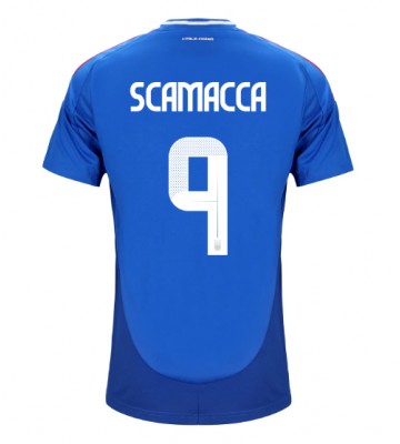 Italien Gianluca Scamacca #9 Hjemmebanetrøje EM 2024 Kort ærmer